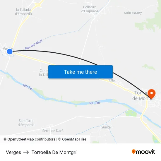 Verges to Torroella De Montgrí map