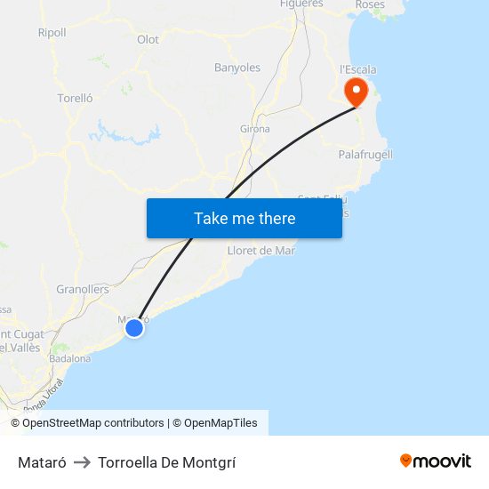 Mataró to Torroella De Montgrí map