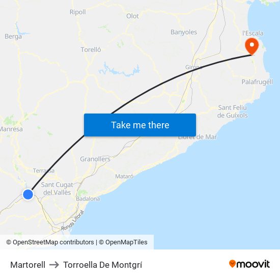 Martorell to Torroella De Montgrí map