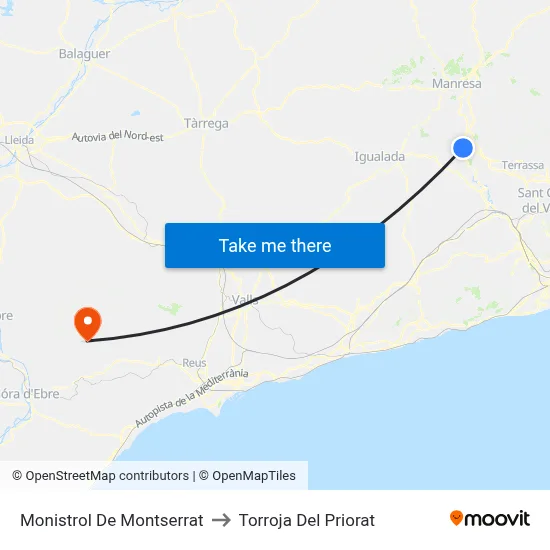Monistrol De Montserrat to Torroja Del Priorat map