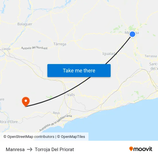 Manresa to Torroja Del Priorat map