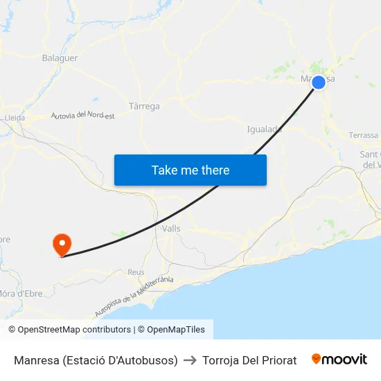 Manresa (Estació D'Autobusos) to Torroja Del Priorat map