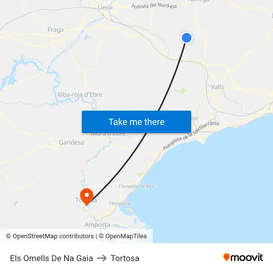 Els Omells De Na Gaia to Tortosa map