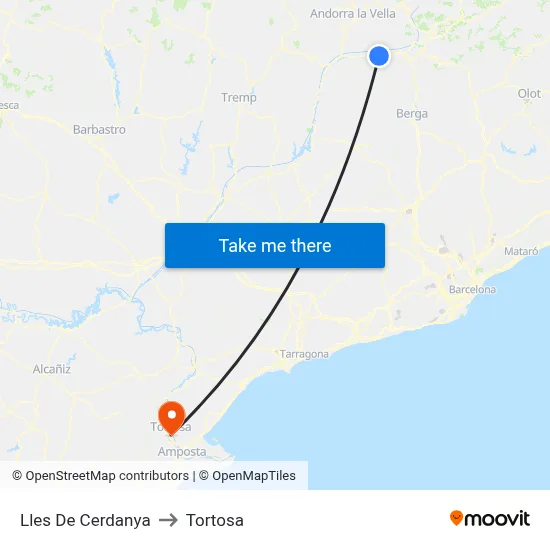 Lles De Cerdanya to Tortosa map