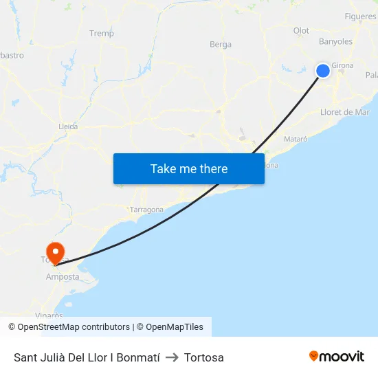 Sant Julià Del Llor I Bonmatí to Tortosa map