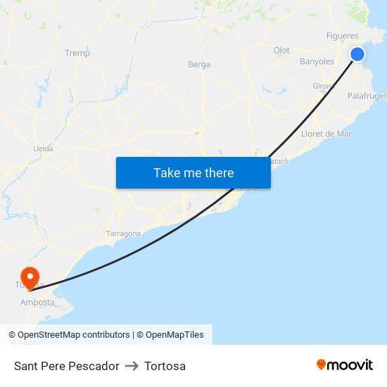 Sant Pere Pescador to Tortosa map