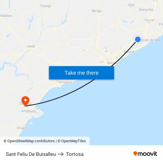 Sant Feliu De Buixalleu to Tortosa map