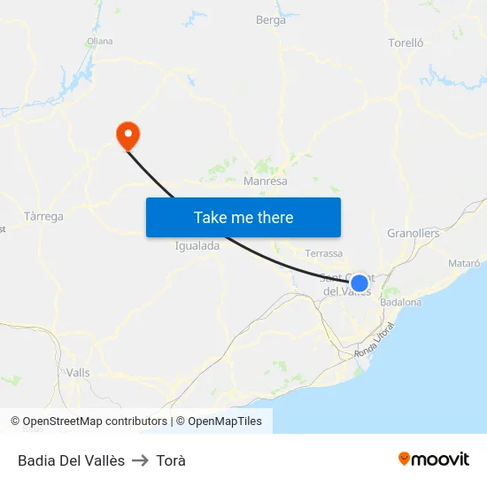 Badia Del Vallès to Torà map