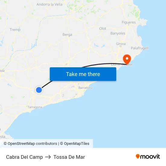 Cabra Del Camp to Tossa De Mar map
