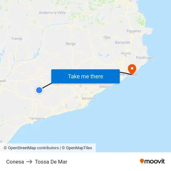 Conesa to Tossa De Mar map