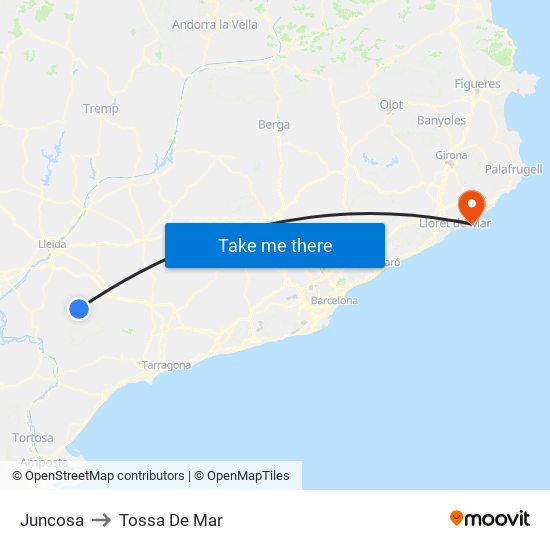 Juncosa to Tossa De Mar map