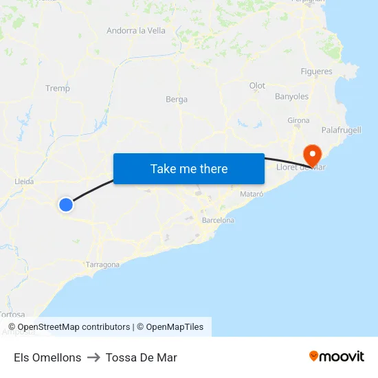 Els Omellons to Tossa De Mar map