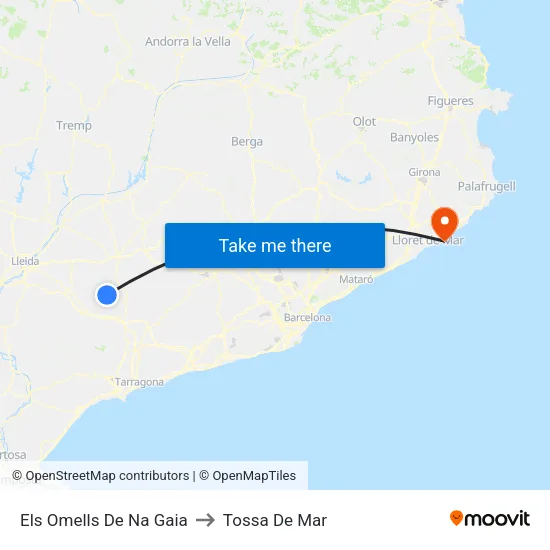 Els Omells De Na Gaia to Tossa De Mar map