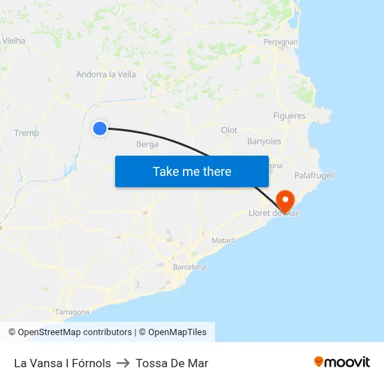 La Vansa I Fórnols to Tossa De Mar map