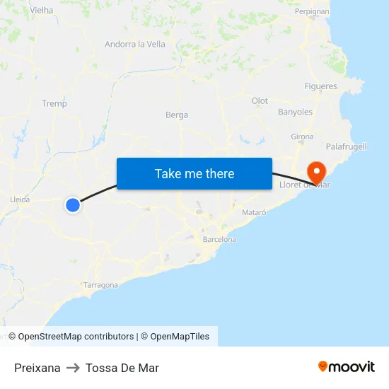 Preixana to Tossa De Mar map