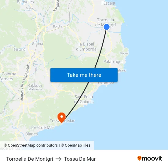 Torroella De Montgrí to Tossa De Mar map