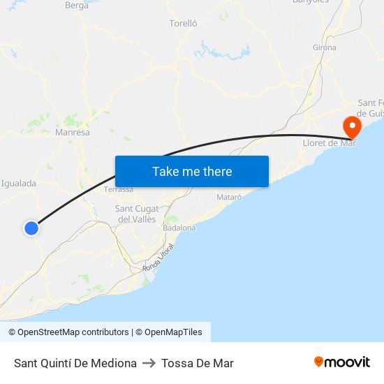 Sant Quintí De Mediona to Tossa De Mar map