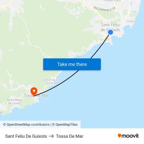 Sant Feliu De Guíxols to Tossa De Mar map