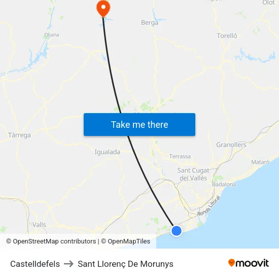 Castelldefels to Sant Llorenç De Morunys map