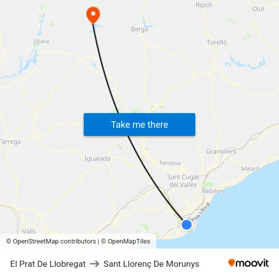 El Prat De Llobregat to Sant Llorenç De Morunys map