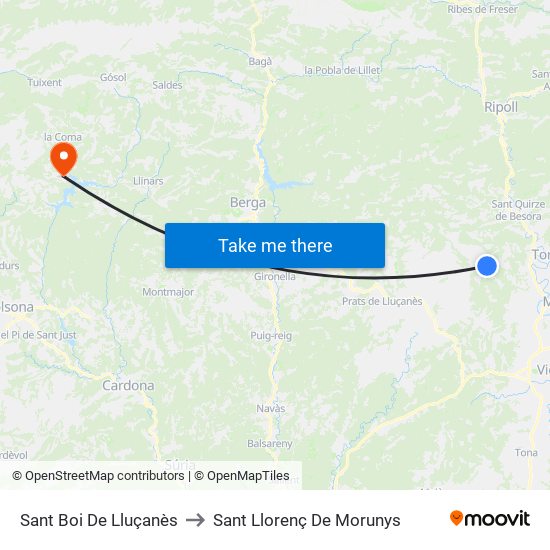 Sant Boi De Lluçanès to Sant Llorenç De Morunys map
