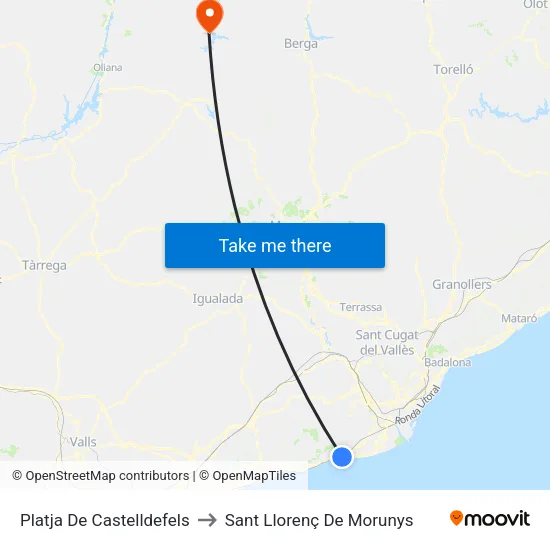 Platja De Castelldefels to Sant Llorenç De Morunys map