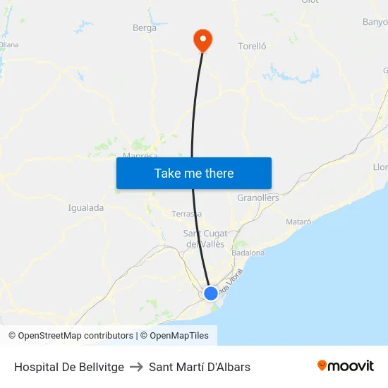 Hospital De Bellvitge to Sant Martí D'Albars map