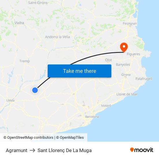 Agramunt to Sant Llorenç De La Muga map