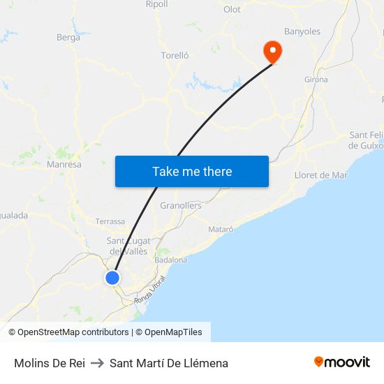 Molins De Rei to Sant Martí De Llémena map