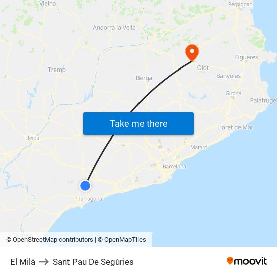 El Milà to Sant Pau De Segúries map