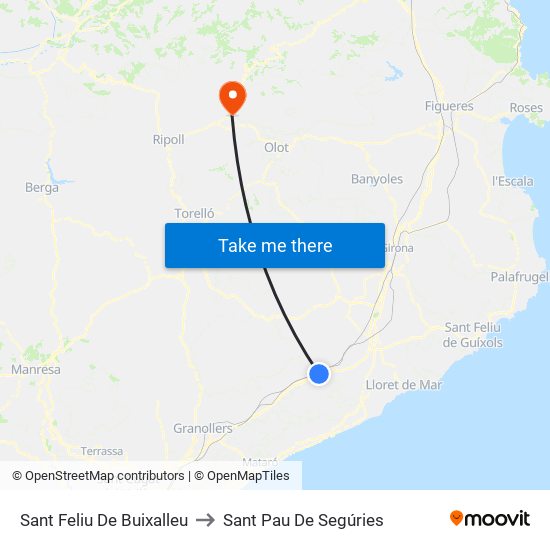 Sant Feliu De Buixalleu to Sant Pau De Segúries map