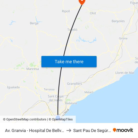 Av. Granvia - Hospital De Bellvitge to Sant Pau De Segúries map