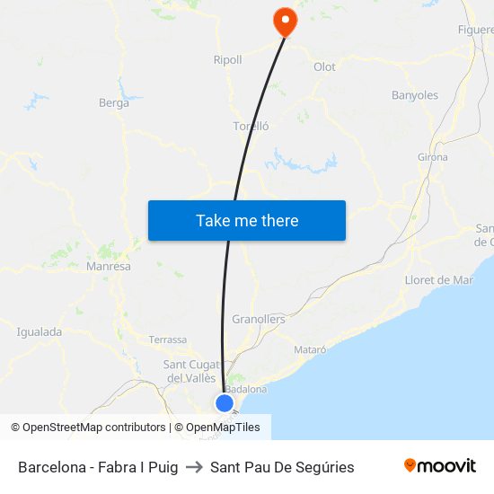 Barcelona - Fabra I Puig to Sant Pau De Segúries map