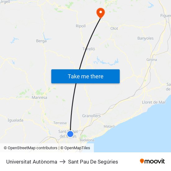 Universitat Autònoma to Sant Pau De Segúries map
