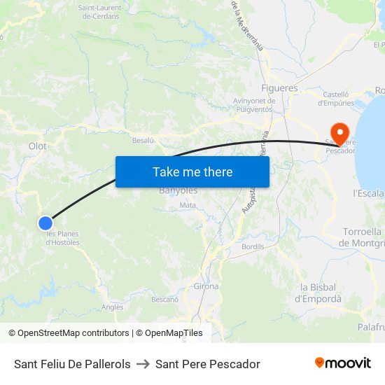 Sant Feliu De Pallerols to Sant Pere Pescador map