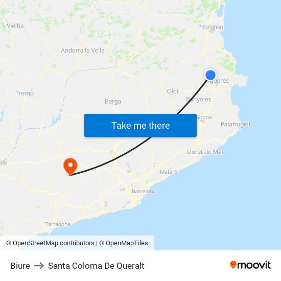 Biure to Santa Coloma De Queralt map