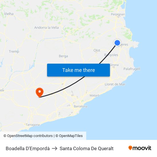 Boadella D'Empordà to Santa Coloma De Queralt map