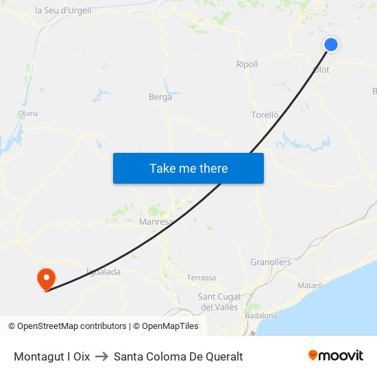 Montagut I Oix to Santa Coloma De Queralt map