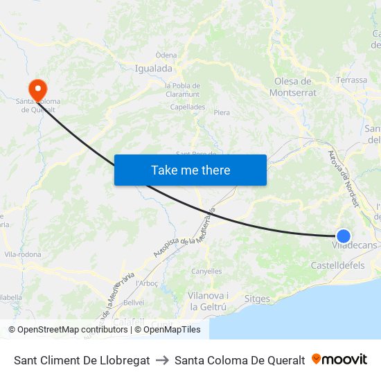 Sant Climent De Llobregat to Santa Coloma De Queralt map