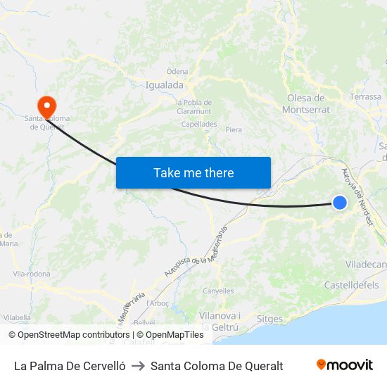 La Palma De Cervelló to Santa Coloma De Queralt map