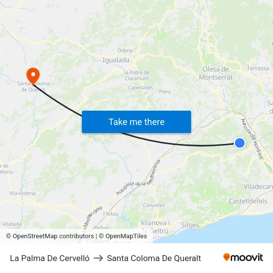 La Palma De Cervelló to Santa Coloma De Queralt map