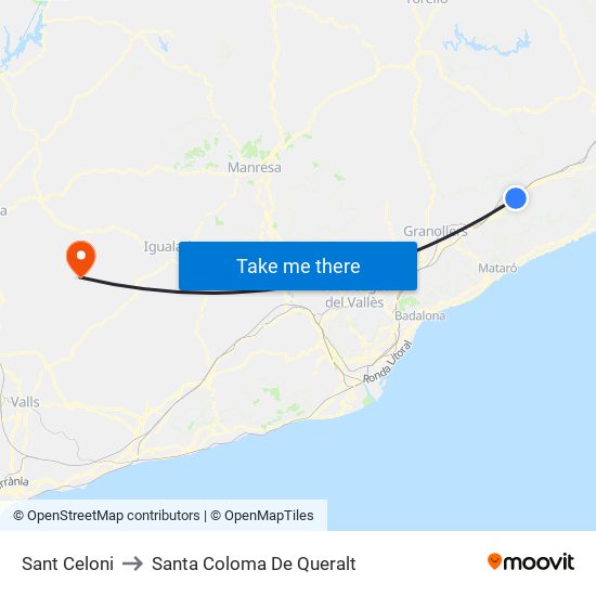Sant Celoni to Santa Coloma De Queralt map