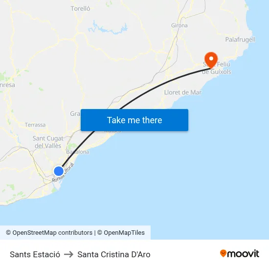 Sants Estació to Santa Cristina D'Aro map