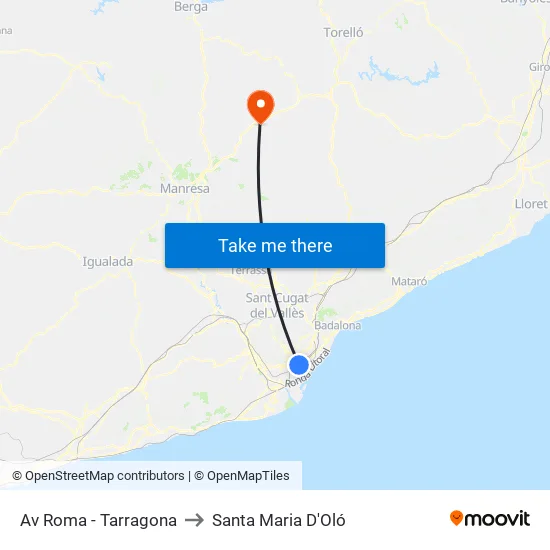 Av Roma - Tarragona to Santa Maria D'Oló map