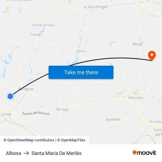 Albesa to Santa Maria De Merlès map