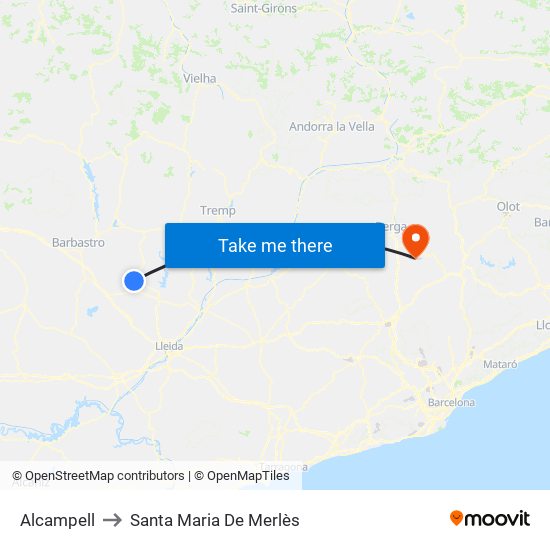 Alcampell to Santa Maria De Merlès map