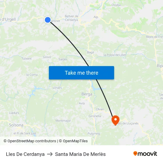 Lles De Cerdanya to Santa Maria De Merlès map