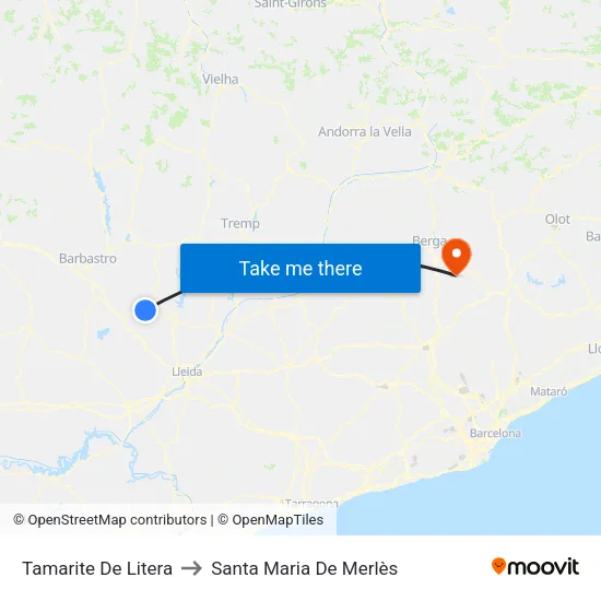 Tamarite De Litera to Santa Maria De Merlès map