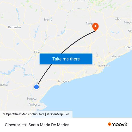 Ginestar to Santa Maria De Merlès map
