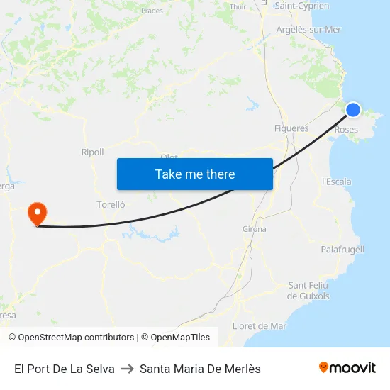 El Port De La Selva to Santa Maria De Merlès map